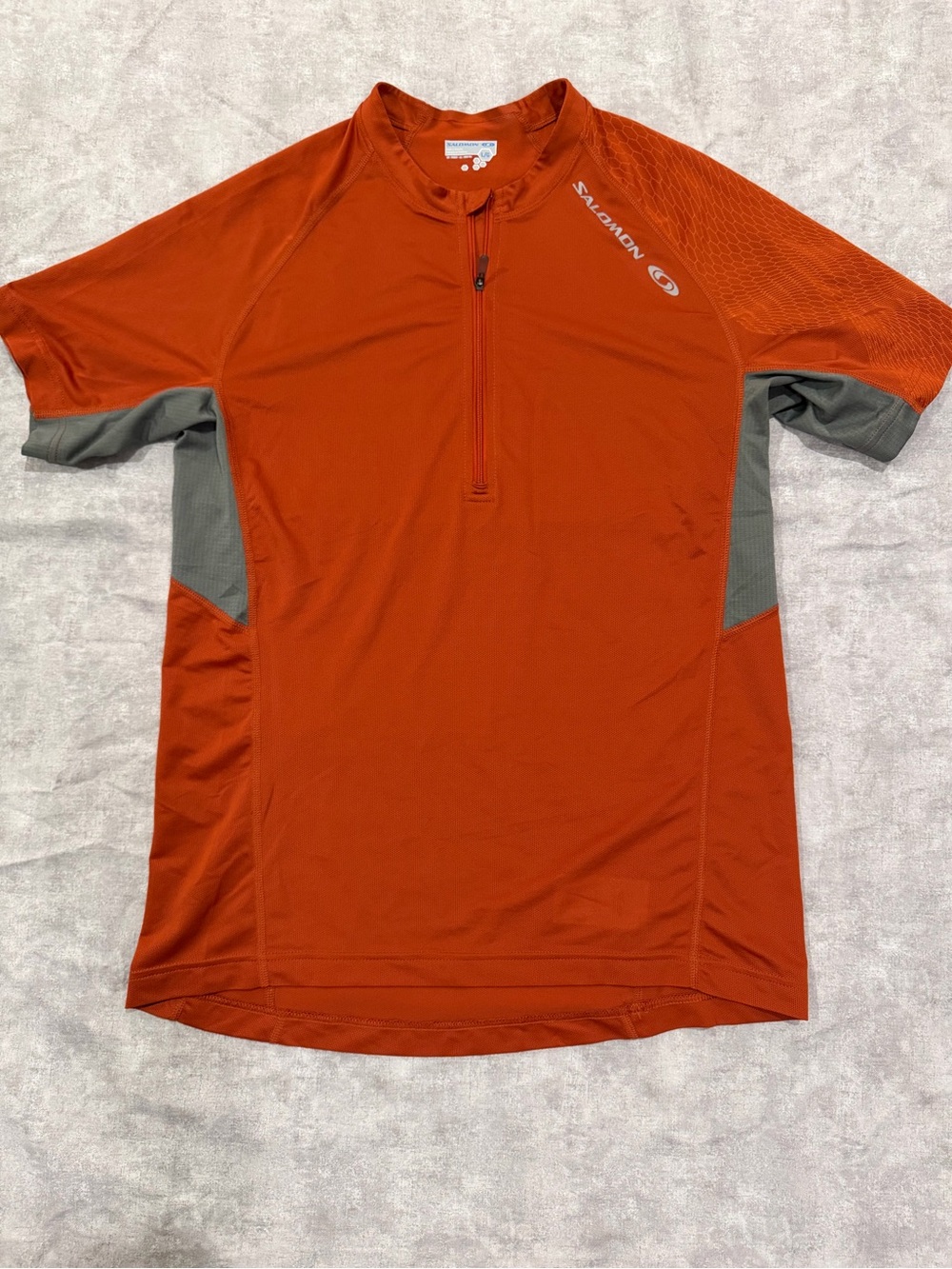 Salomon Men’s Short Sleeve Zip-Front Active Shirt - Rust with Gray Panels